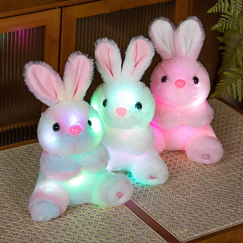 Simpatico coniglietto di peluche illuminato a LED 25CM incandescente coniglio di Pasqua morbido peluche peluche coccoloso giocattolo per bambini regalo per bambini