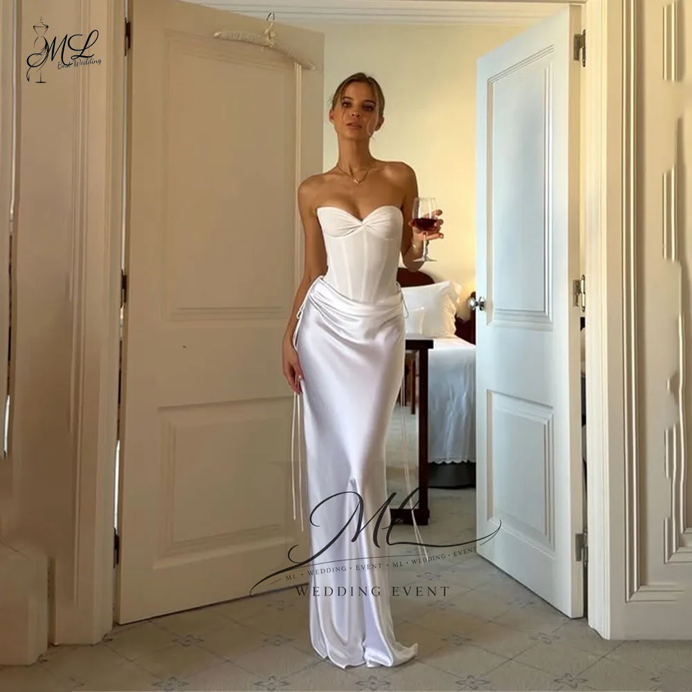 

ML Simple Classic Sweetheart Wedding Dresses Mermaid Ivory Silk Satin Bridal Gown Vestidos De Novia Customized Bride Dress
