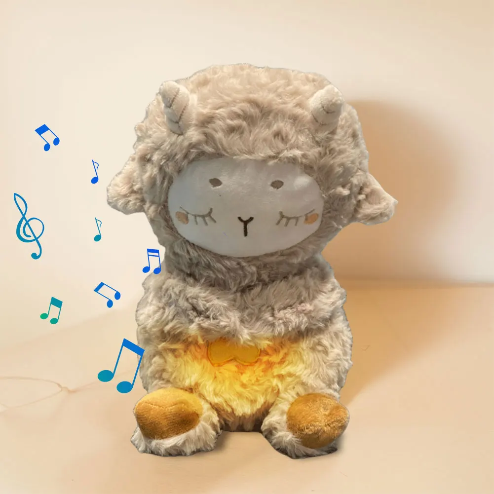 Sound & Light Sleeping Sheep Baby Sleep Soother Babies Stuffed Animal Plush Toy Gifts for Boy Girl