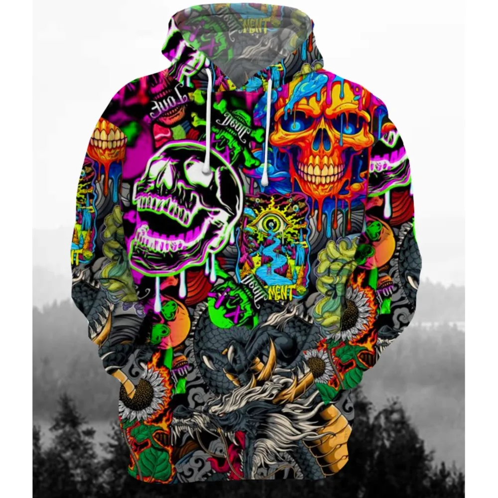 Dunkles Halloween-Kapuzenpullover mit Horror-Reitelementen ohne Kopf, Polyesterstoff, Unisex-Herbst-Party-Outfit