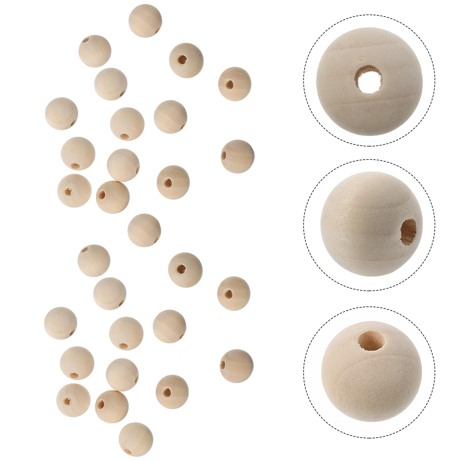 

100 Pcs Wooden Bead Jewelry Accessories Round Beads Practical DIY Supplies Rustic Decor