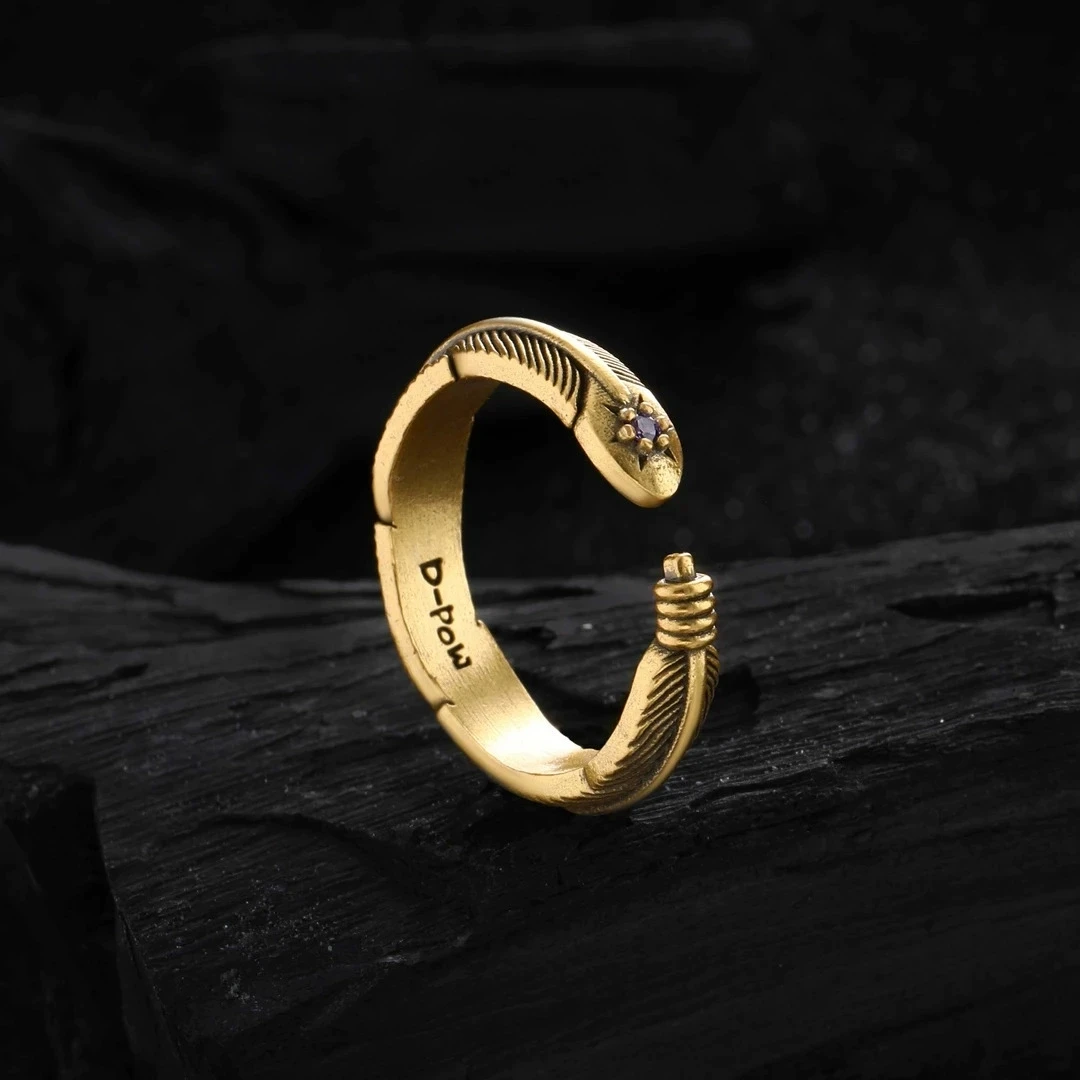 LIVVY الشرير فضي اللون ريشة قابل للتعديل خواتم الاصبع للنساء مجوهرات خمر 2025 العصرية مجوهرات اكسسوارات