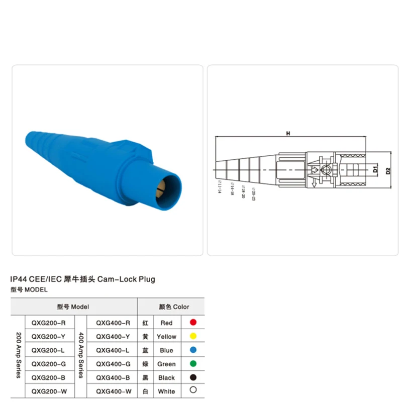 IP44 American Rhinoceros Plug Socket Connector Single Core 400A  Stage Lighting Direct Current Cabinet Silicon Box Cam-Lock Plug