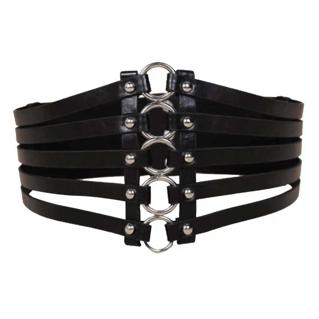 Vintage  Studded Leather Wide Waist Belt Hollow Out  Corset for Women