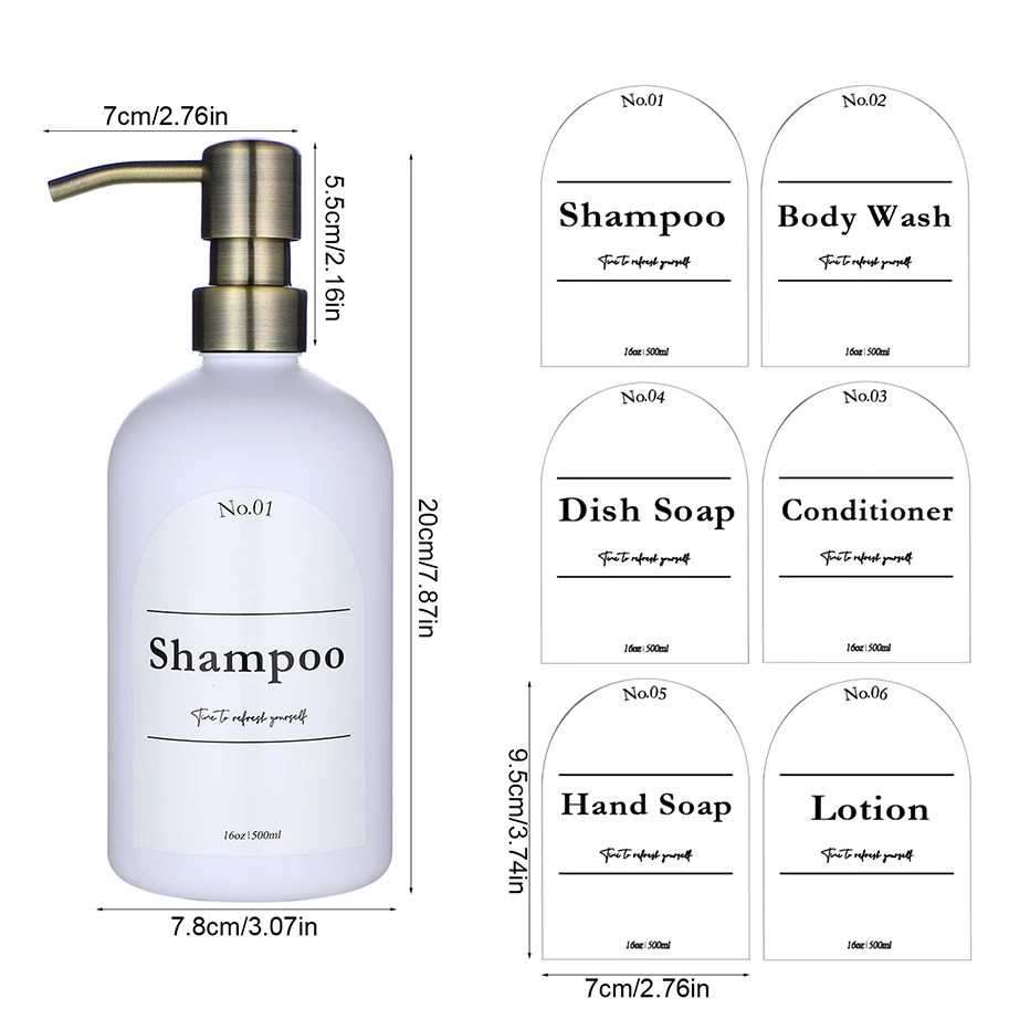 3pcs White Refillable Empty Bottle Kitchen Soap Dispenser Set Shampoo Conditioner Body Wash Dispenser with Stainless Steel Pump【