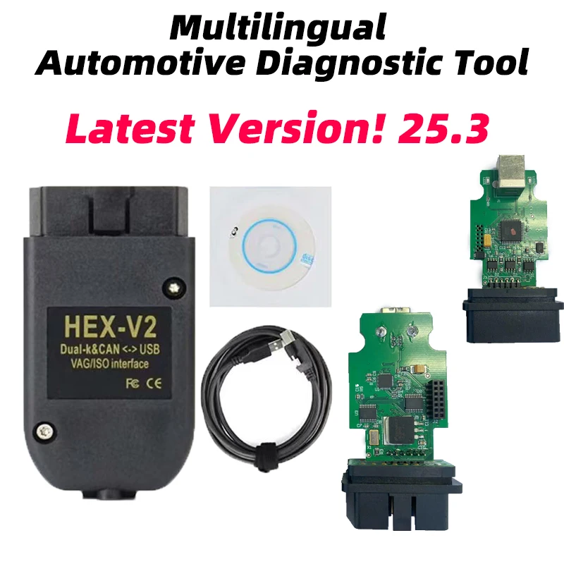 

NEW HEX V2 VAG Multilingual VCDS 25.3 ATMEGA162 FT232 5054 Automotive Diagnostic Tool Supports Volkswagen, Audi, SEAT, Skoda