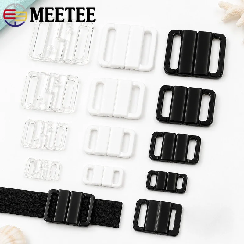 50/100 Sets de Cierres de Plástico para Sujetadores de 10-25mm, Hebillas para Trajes de Baño, Broches de Resina Ajustables para Bikinis, Kit de Accesorios de Costura para Ropa Interior