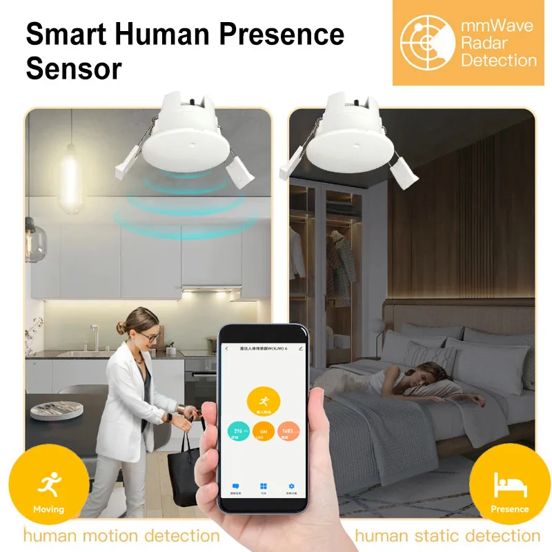 Tuya สมาร์ท WiFi Zigbee มิลลิเมตร Wave Radar Motion Sensor มนุษย์ Presence เครื่องตรวจจับความสว่าง/การตรวจจับระยะทาง 5V 110/220V