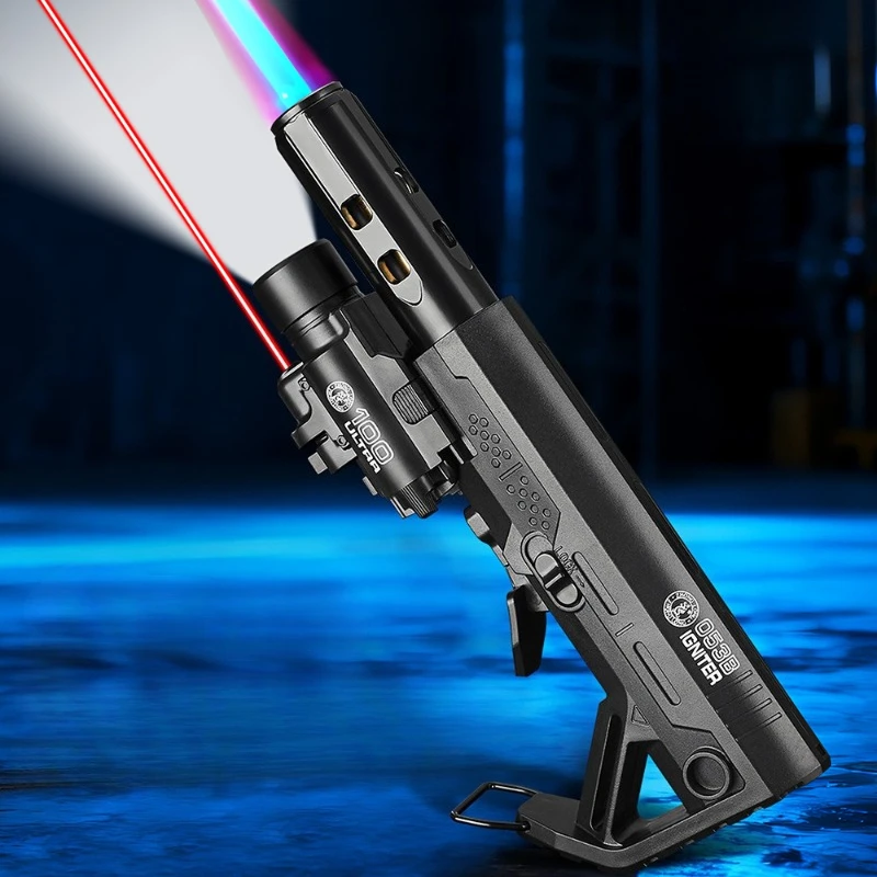 

4-in-1 Detachable Red Flame Jet Torch Welding Gun Lighter 1300c Safety Lock Kitchen Ignition with Bottle Opener Hanger and Light