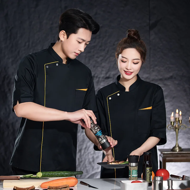 Chef-kokuniform met middellange mouwen Chef-kokkleding met driekwartmouwen Restaurant Hotel Kantine Keuken Hot Pot Restaurant Werknemeruniform