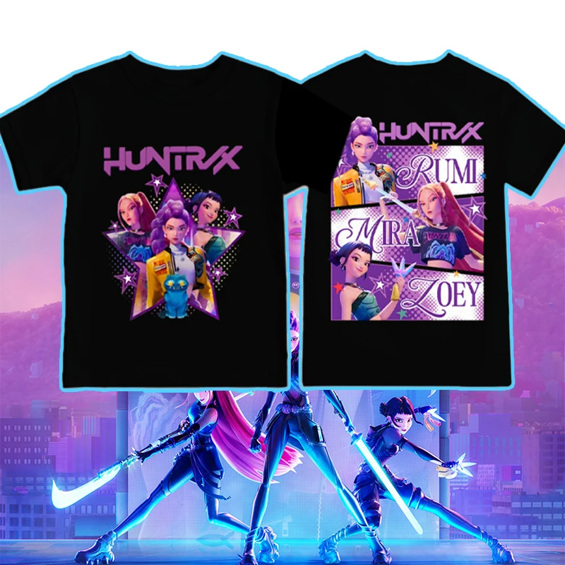 أنيمي Kpop شيطان الصيادين الكرتون القطن الأبيض تي شيرت الأطفال الطلاء تأثيري حلي العصرية طباعة قصيرة الأكمام الملابس الناعمة هدية #1