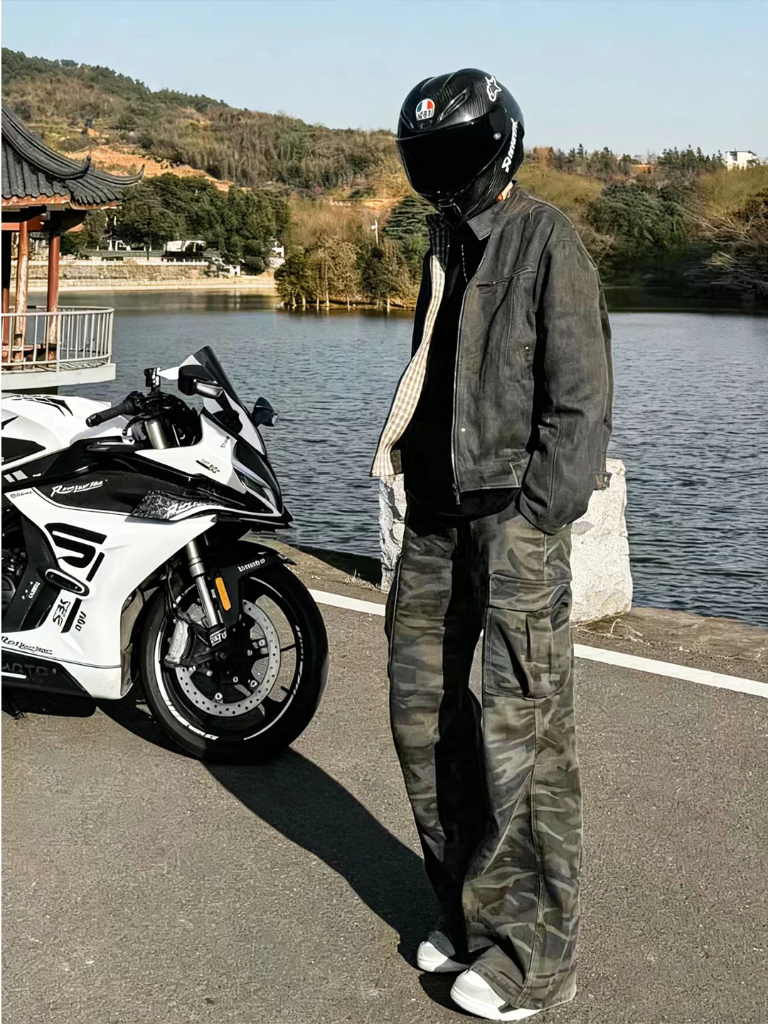 American High Street Camouflage Work Pants Men's Straight Leg Knife  Jeans Cleanfit Flared Wide Leg Trousers Casual Wear