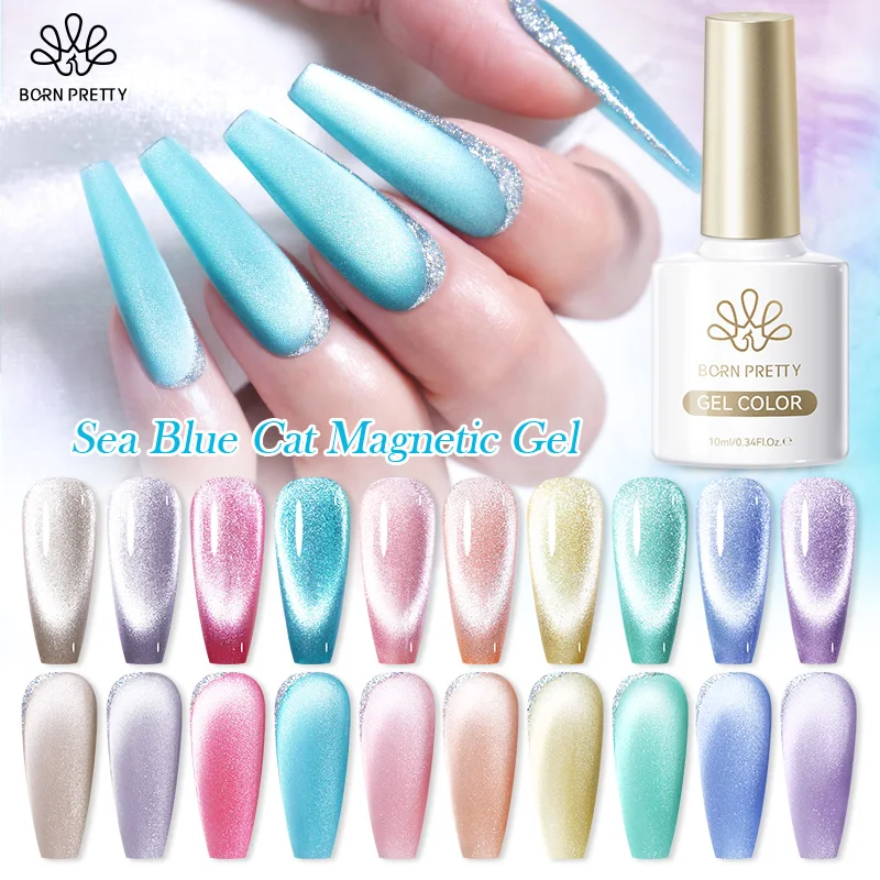 

BORN PRETTY 10ml Sea Blue Cat Magnetic Gel Blue Red Magnetic Nails Long Lasting Nail Gel Semi Permanent Soak Off UV Gel Varnish