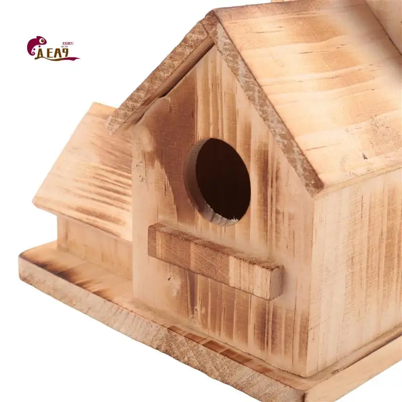 

AEA9-Bird House Wooden Bird Houses Bird House Outside For Outside Hanging, 6 Hole Handmade Natural Bird House