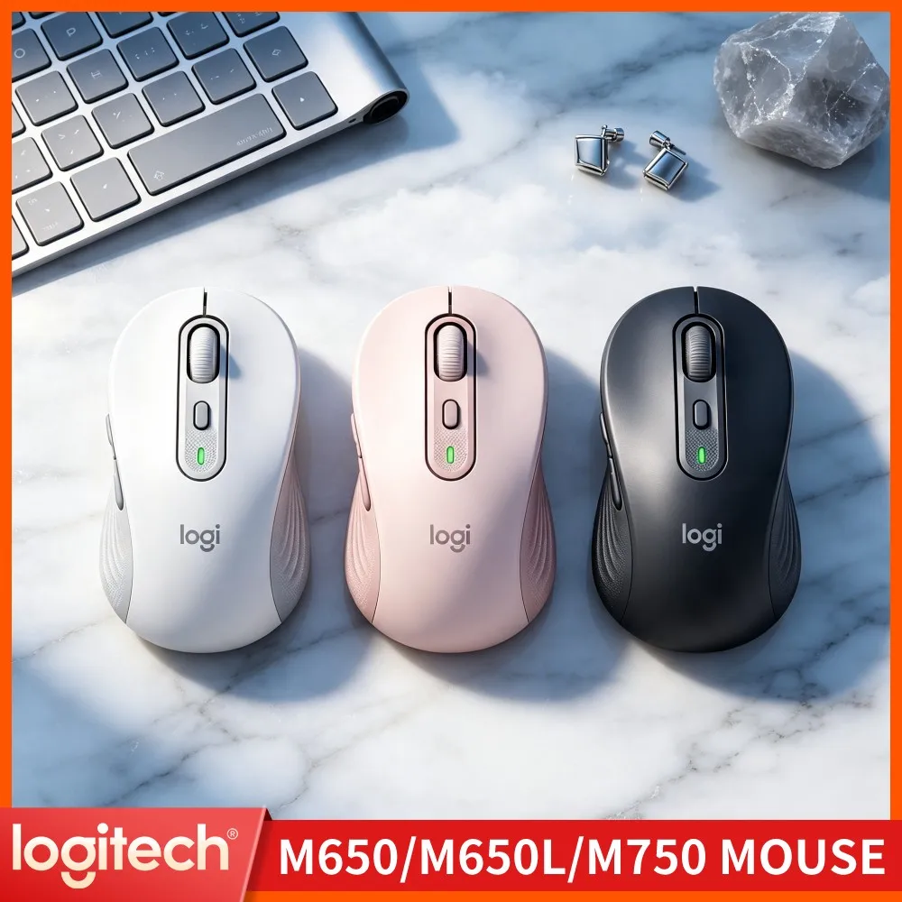 Logitech M650/M650L Ergonomic Wireless Mouse Recycled Plastic Noise Reduced Click High Accuracy Sensor Business Office