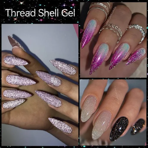 Imagen 2 del producto LILYCUTE-esmalte de uñas de Gel con purpurina reflectante, capa superior, plateado, colorido, brillante, Auroras, láser, semipermanente, barniz en Gel para decoración de uñas