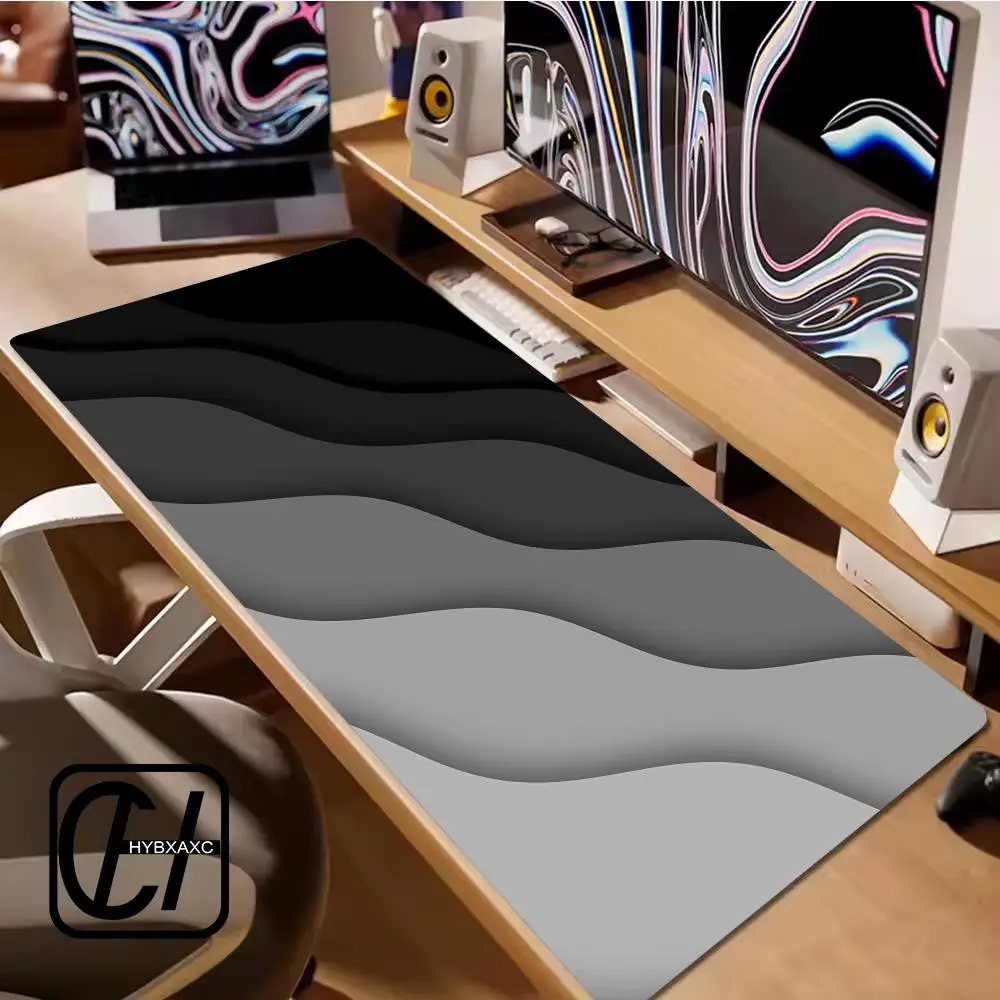 

Abstract art pattern design Black and grey Mouse Pad Desk Mat with Stitched Edge Rubber anti-slip Gaming mat keyboard HYB XXC
