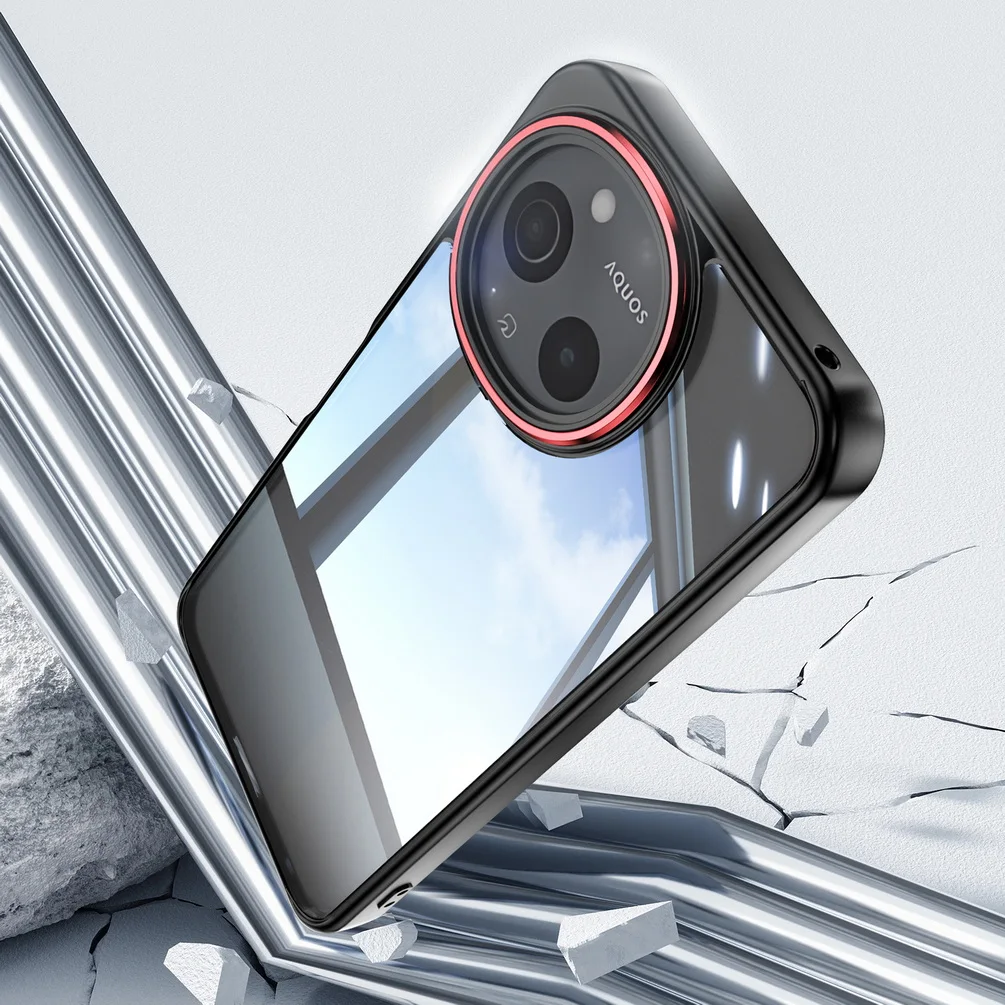 كاميرا معدنية الحافة زر الزجاج الغطاء الخلفي جراب هاتف لشارب Aquos Sense 9 Sense9 Aquos Wish 4 سليم غطاء للحماية الكاميرا