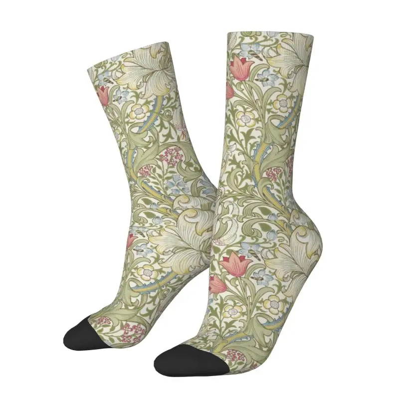 Calcetines elásticos con estampado Floral para hombre y mujer, medias con estampado de William Morris, para verano, Otoño e Invierno