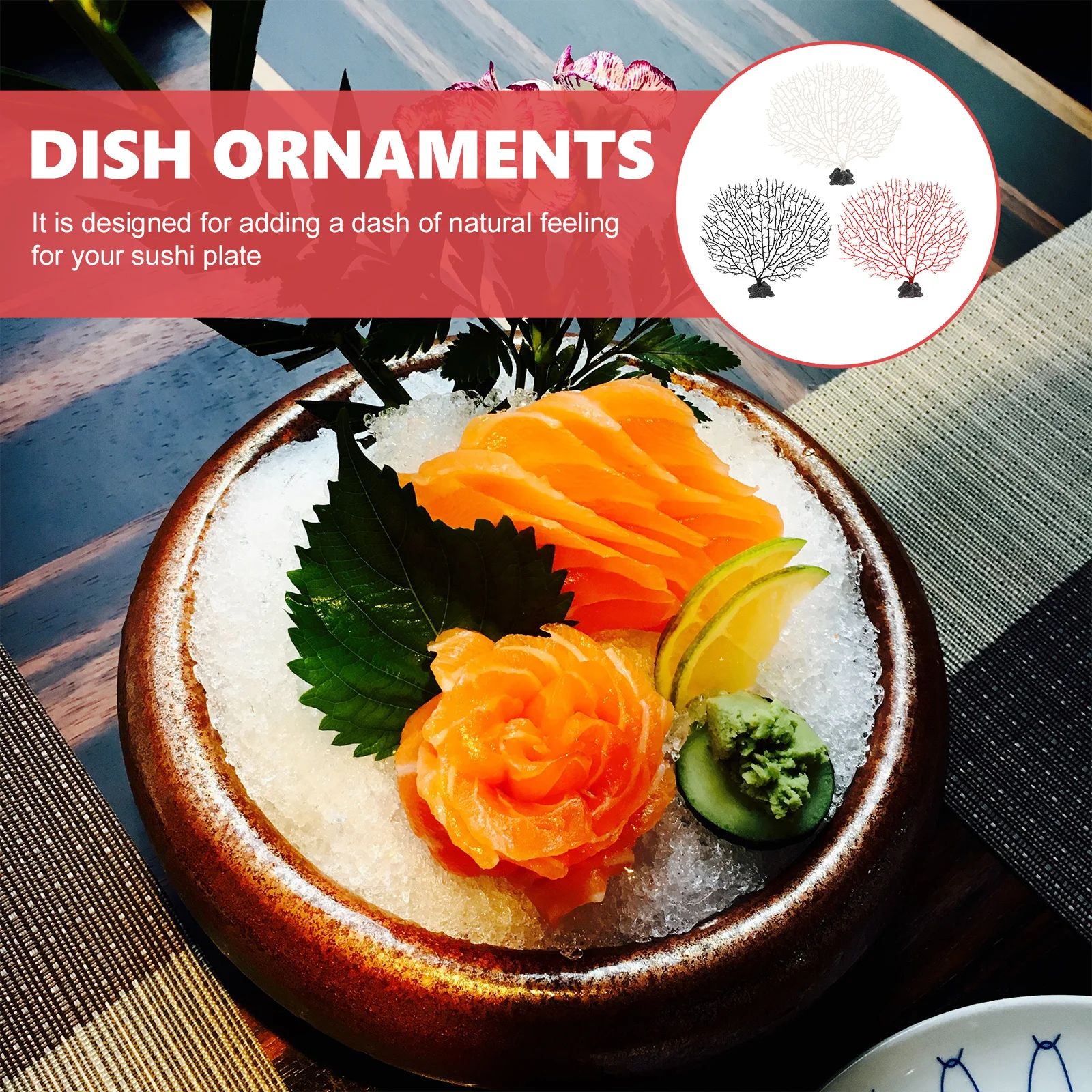 

3pcs Simulated Coral naments Sushi Decorations Lifelike Details Japanese Restaurant Dishes Faux Plants Indoor Cold Plates