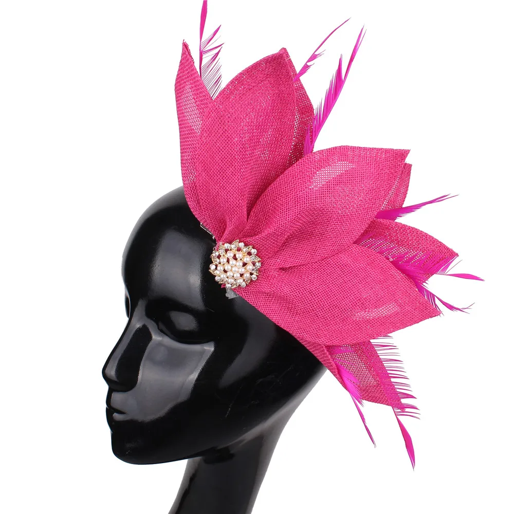 Eleganter Braut-Feder-Fascinator-Haarreif für Damen, Hochzeitskopfbedeckung, Haarschmuck für Kirche, Cocktailparty – Detail 4