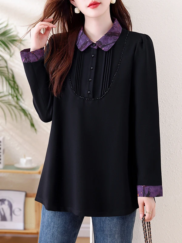 

plus Size Women's T-irt Faionable Luxury Splice Conceal Meat Slimming Age-Defng Versatile Top Ladies Premium Quali