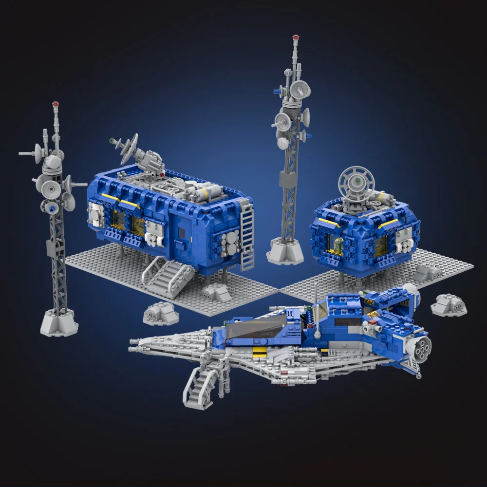 Gobricks MOC Classic Blue Space Series Base Building Blocks Model Explorations Spacecrafteds Bricks Assembled Toy Children Gift