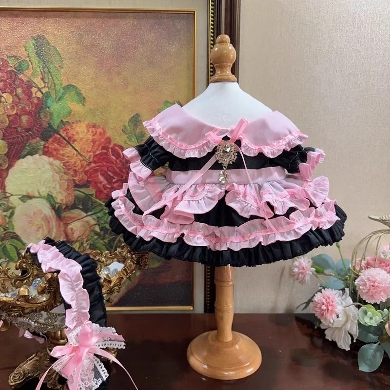 Robe de poupée en coton de 20CM, rose-noir, 10CM 15CM 40CM, vêtements de poupée en coton 50-55cm, vêtements de poupée Reborn