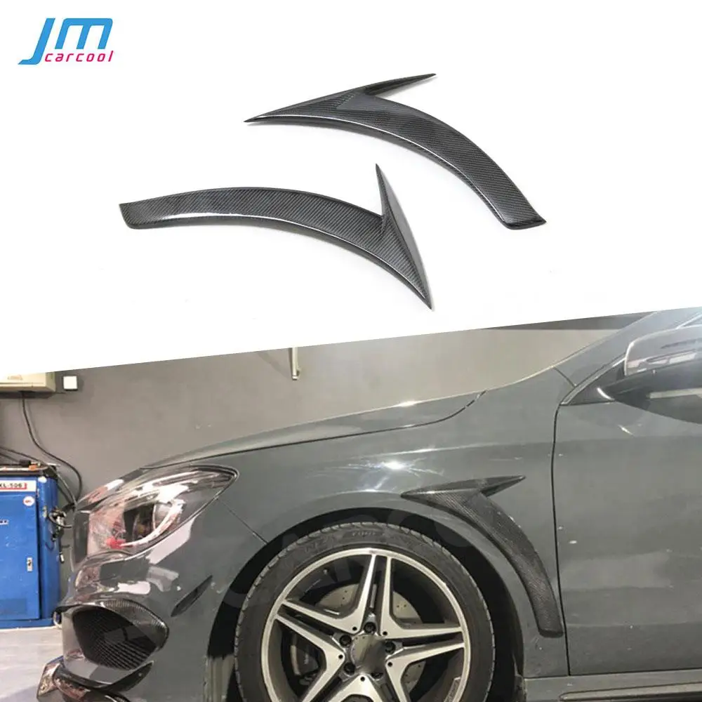 For Mercedes Benz CLA Class W117 CLA180 CLA200 CLA250 2013-2019 Front Fender Vent Gill Fin Trim Carbon Fiber Canard Covers