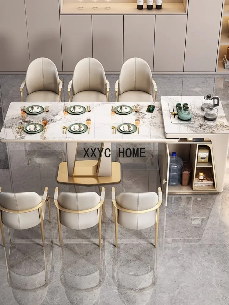 

Островный обеденный стол из камня, чайный столик, комбинация стола и стула, современный простой обеденный стол с индукционной плитой