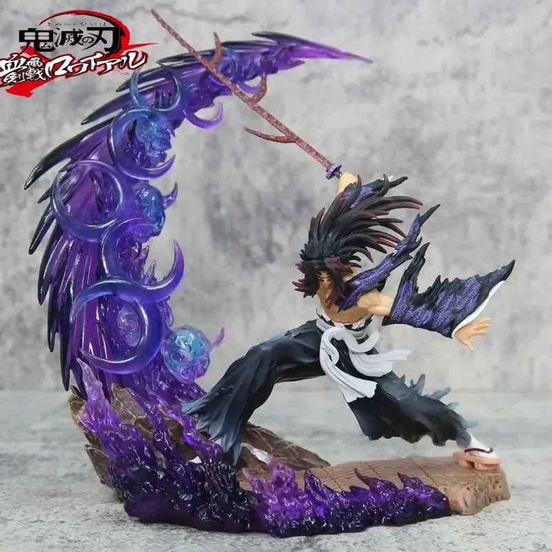 

Demon Slayer Action Figure Anime Tsugikuni Yoriichi Kokushibou Figuras Toys 23cm GK Statue PVC Model with Light Ornaments Gift