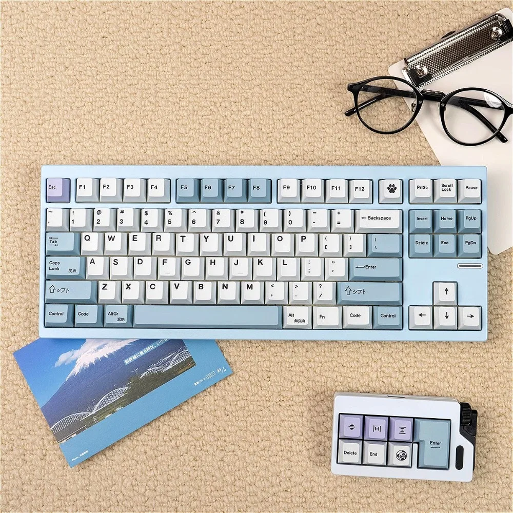 

Purple Potato Blue and White E-sports Keycap PBT Sublimation OEM Highly Adaptable Wooting/Keychron Mechanical Keyboard