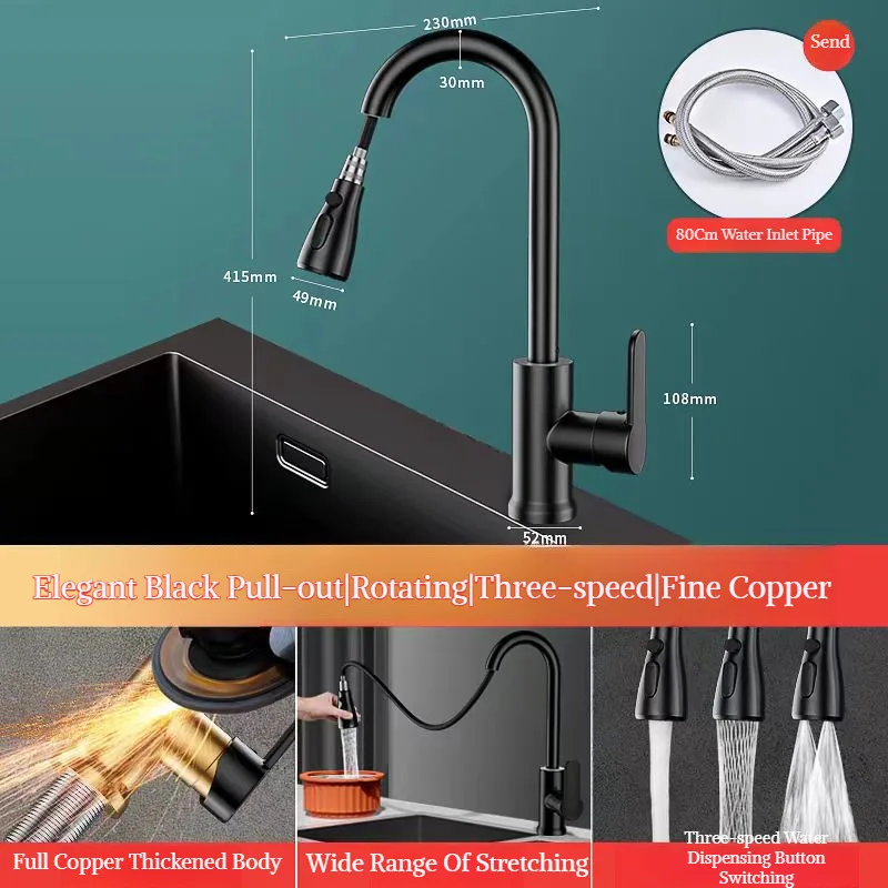 

Кухонный выдвижной смеситель для горячей и холодной воды, бытовая удлиненная брызгозащищенная раковина «два в одном»