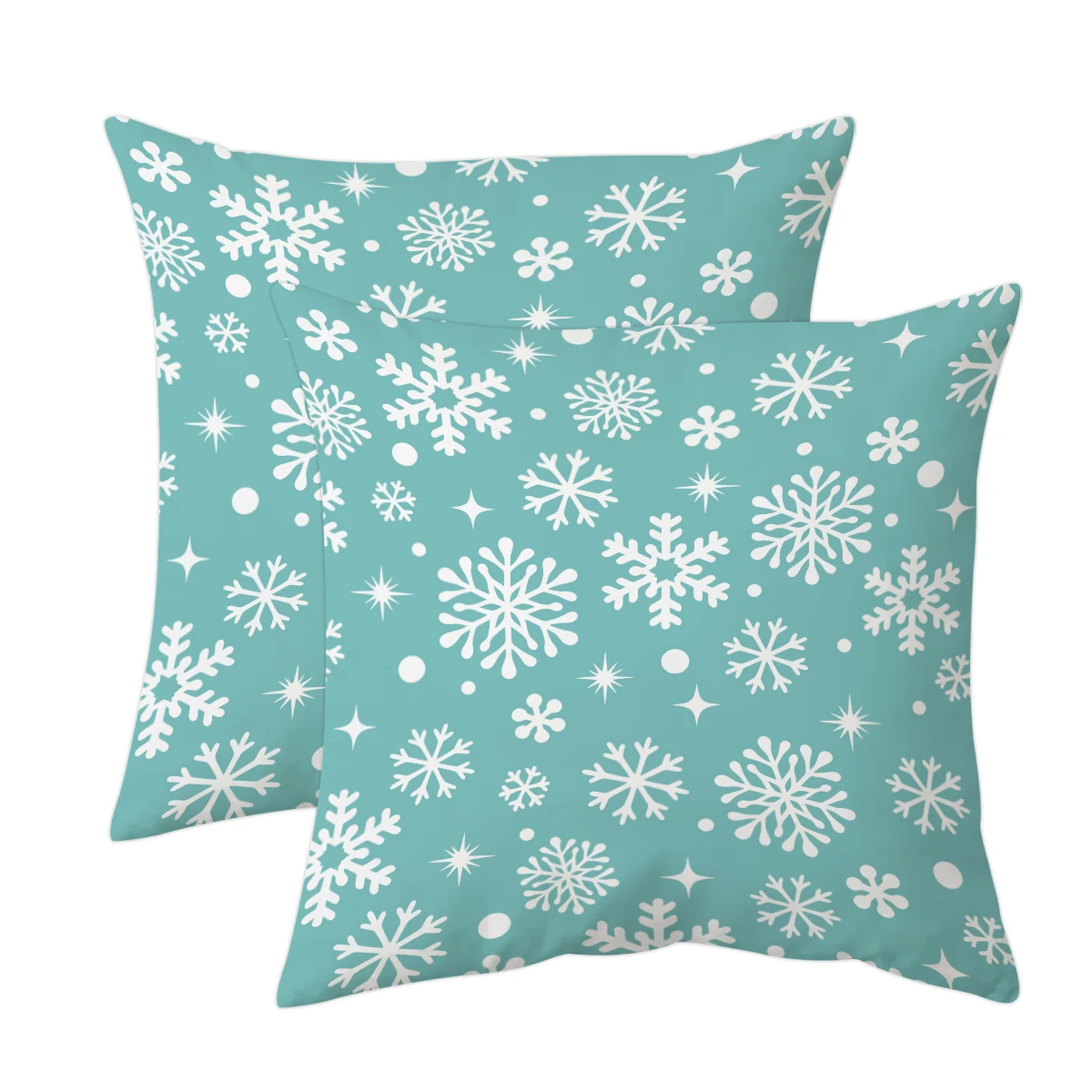 1/2pcs light green Christmas snowflake pillow cover, double-sided short plush pillow, Christmas decoration (no pillow core)