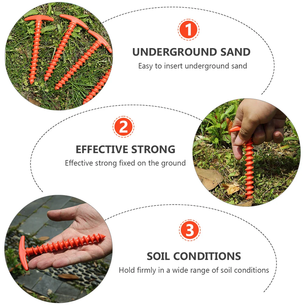 

10Pcs High Strength Nylon Tent Stakes Spiral Design Heavy Duty Ground Nails for Camping Tent Awning Canopy Fixing Outdoor Gear