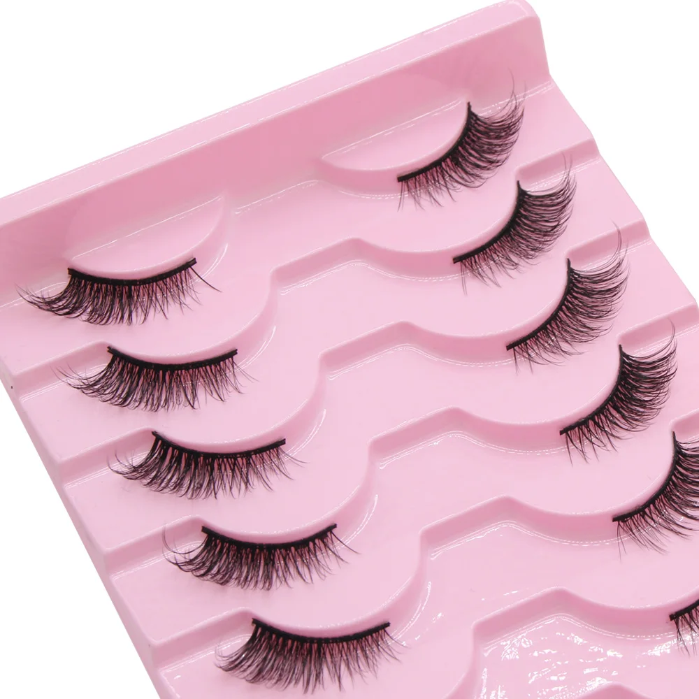 Moonlily 10 Pairs Half Eyelashes Natural Soft Cat Eye Lashes Reusable Winged Fluffy False Mink Lashes Extensions Makeup Tool