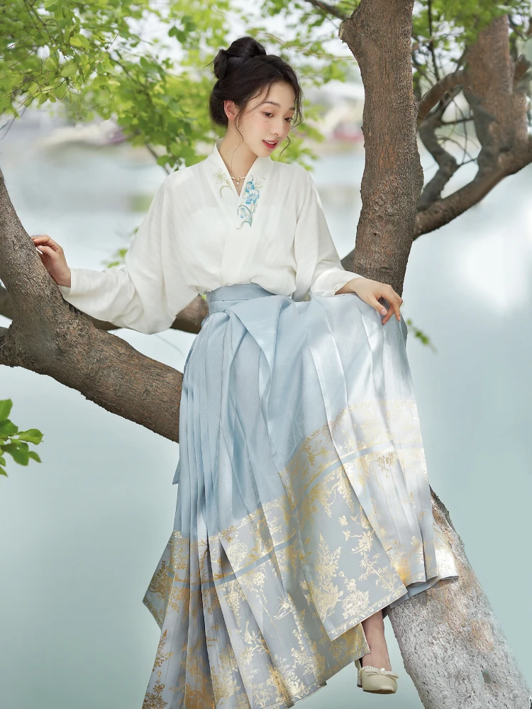 

Hanfu Horse Face Skirt Women Chinese Traditional Vintage Hanfu Pleats Skirt Woman Ancient Ming Dynasty Stage Cosplay Costume