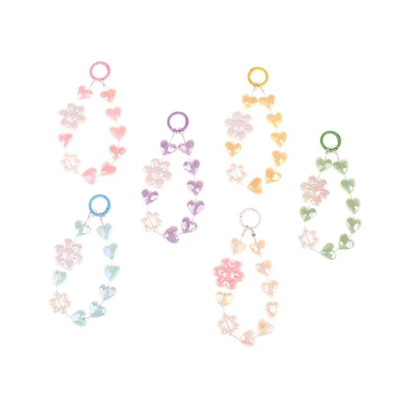 Lanière Anti-Perte pour Téléphone Portable, Pendentif de Poignet Court, Perle Colorée, Clé, Femme