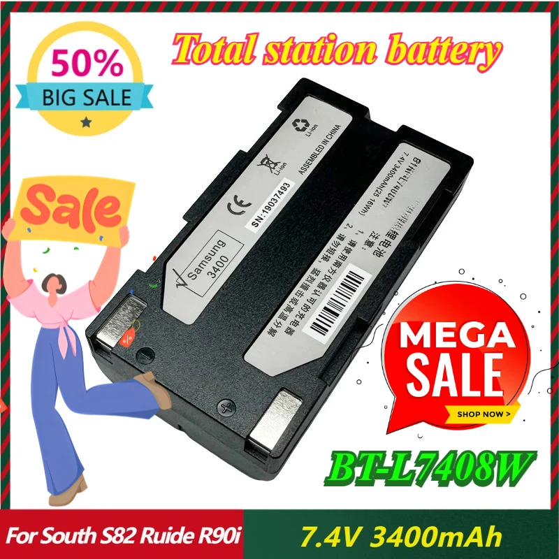 

7.4V 3400mAh GPS RTK BT-L7408W Battery for South S82 Ruide R90i / R6 Kolida K5 / K9 Sanding T66 GNSS Surveying Instruments