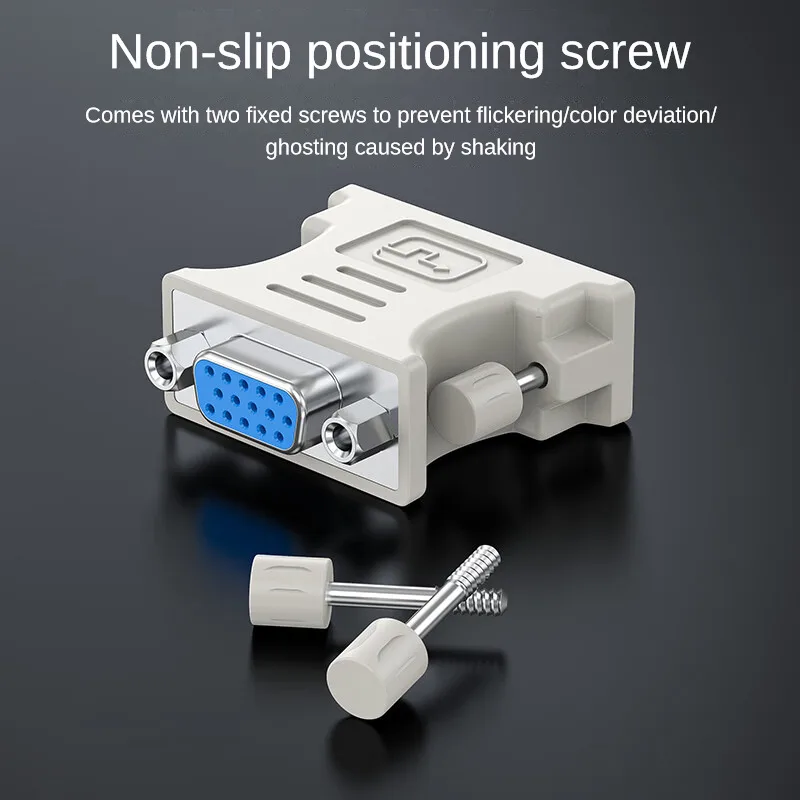 VGA Male to DVI‑I 24+5 Female Adapter 1080P Video Connector for PC Monitor Projector, Not for DVI‑D 24+1 Port