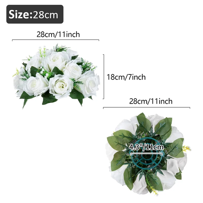 1pc Artificial Flowers Plastic Rose Ball Silk Fake Flower Floral  Wedding Birthday Party Centerpiece Table Arrangements Decor