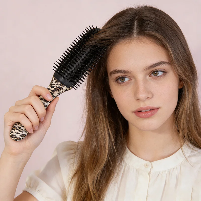 1pc Professional 9-Row Detangling Hairbrush Scalp Massager Wet Dry Comb Curly Straight Hair Smoothing Styling Tools Salon Use