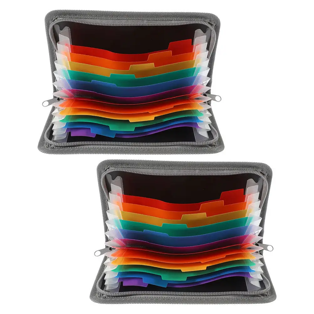 

Набор из 2 мини-органайзеров-аккордеонов формата А6 на молнии, многослойная карманная папка для хранения наличных, иностранной валюты и конвертов