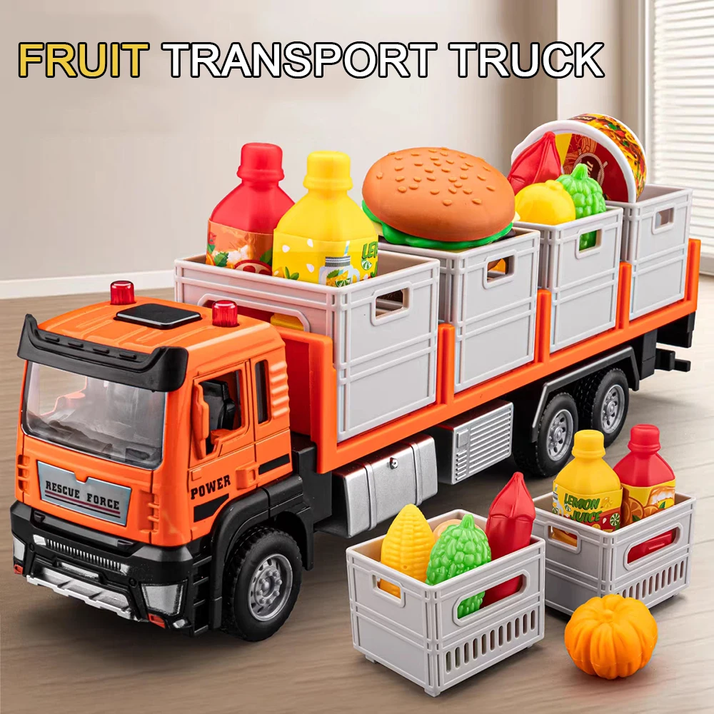 

Масштаб 1:32, транспортная машина для фруктов и овощей, игрушечная модель автомобиля, сплав, передний конец, миниатюрные инженерные транспортные средства, детское образование