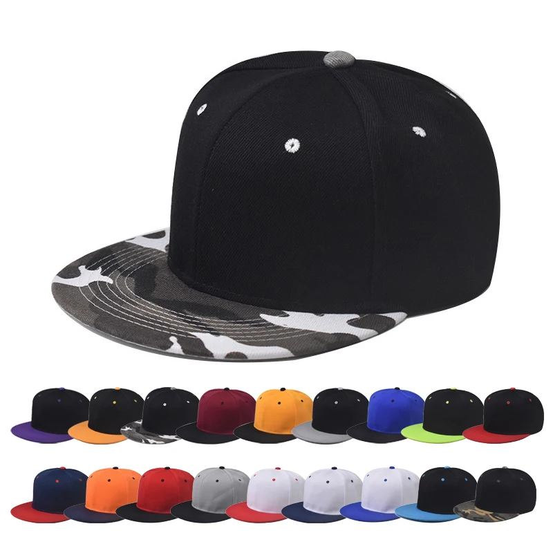 Hip-hop cap Flat hat Pure color Fashion Spring Autumn Flat brim hat cap Hip Hop Fitted Cap Street dance Youth tide cap