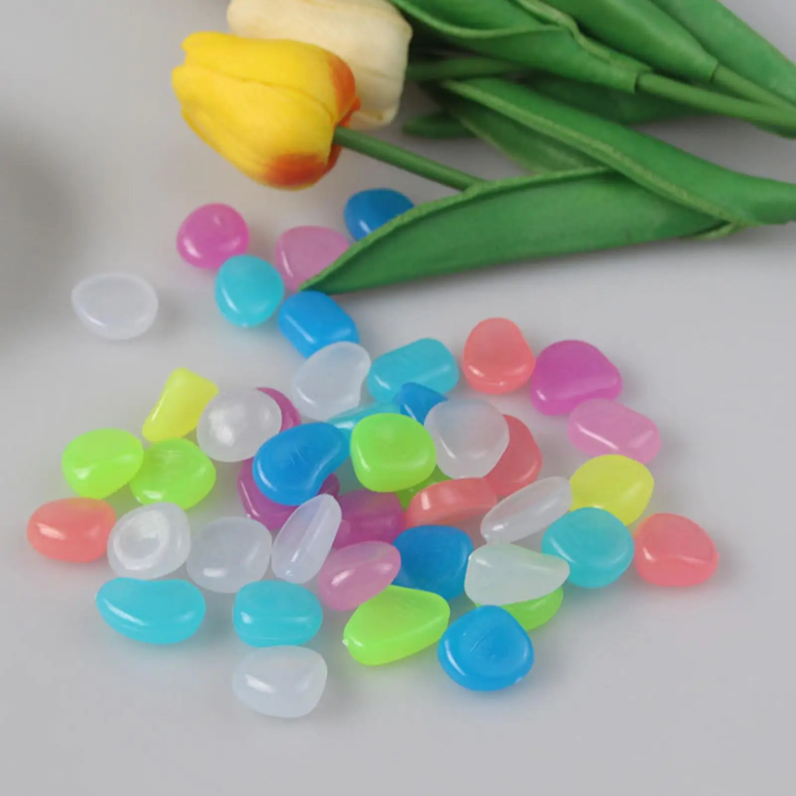 Garden Pebbles 100-Piece Natural Colorful Luminous Stones Plant Rocks For Pots Indoor For Fish Tank Aquarium Vase Decor