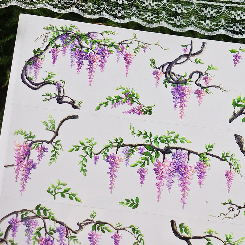 Wisteria Card Sticker PET washi Tape Crystal Special Oil Craft