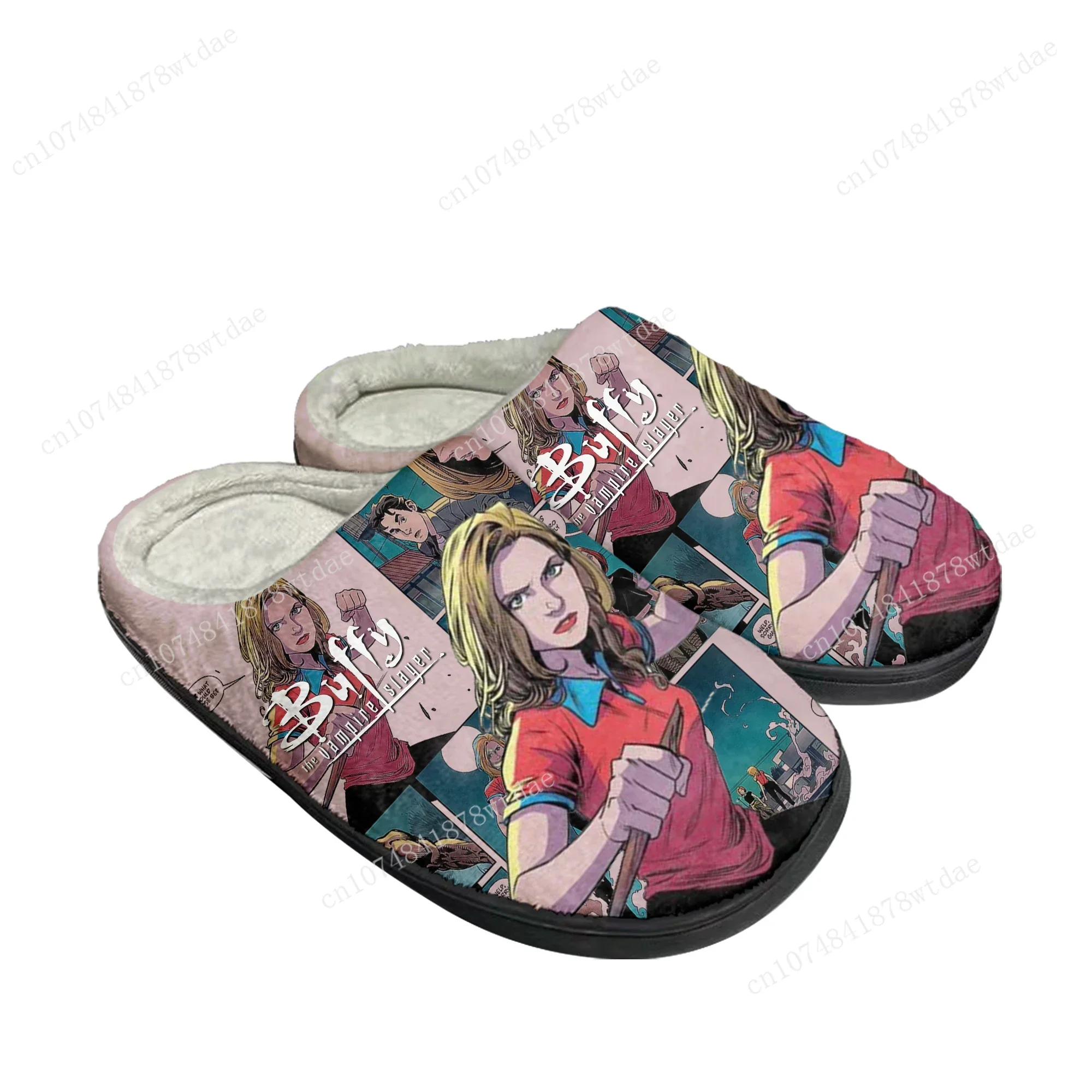 Buffy The Vampire Slayer Home Cotton Slippers Mens Womens Plush Bedroom Casual Keep Warm Shoes Custom Thermal Indoor Slipper