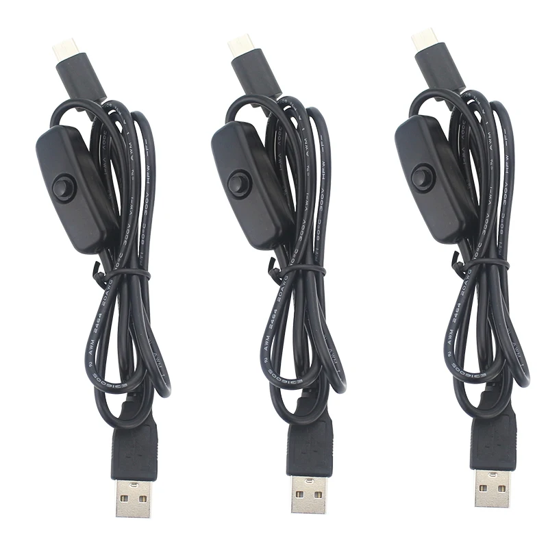 Cable de interruptor de encendido/apagado Raspberry Pi 4B USB a tipo C 20AWG 5V 3A 1,5 M