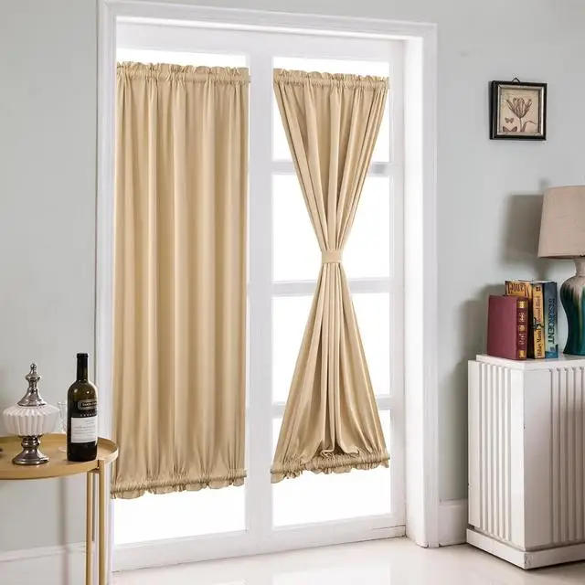 1 painel blackout francês porta cortina de tecido macio haste bolso porta cortina para janela cortinas incluindo bônus ajustável tieback